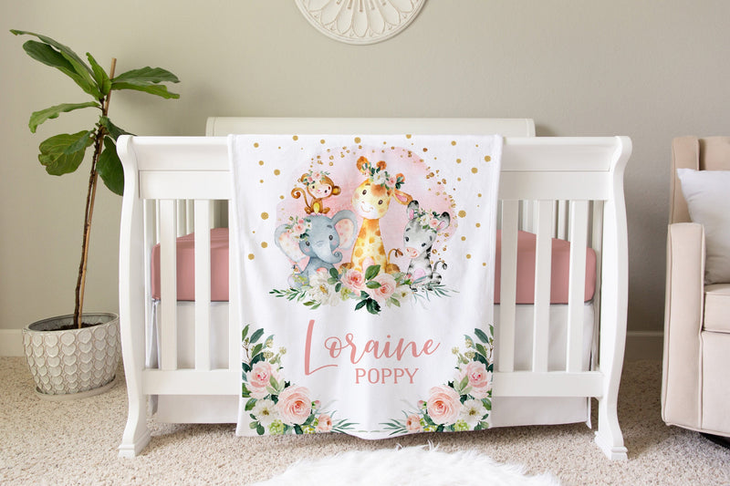 Safari Personalized Baby Name Blanket