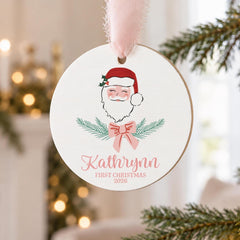 Baby First Christmas Ornament, Personalized Wooden 3.5in Keepsake