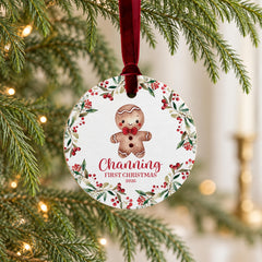Personalized Baby Ornament, Gingerbread Man Wooden 3.5In Keepsake