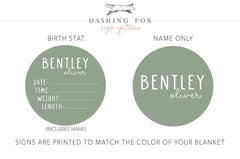 Personalized Baby Swaddle Set, Optional Name Sign Add On JS55