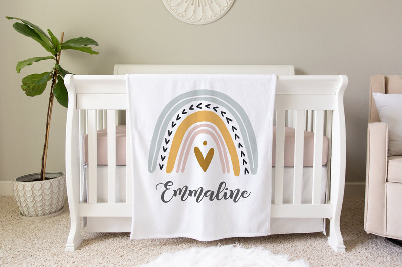 Rainbow Personalized Baby Name Blanket