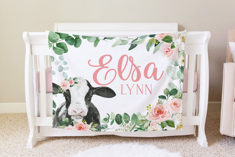 Cow Blanket, Personalized Baby Blanket