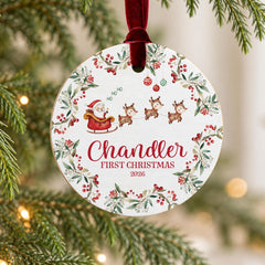 Personalized Baby Ornament, Wooden 3.5in First Christmas Keepsake!