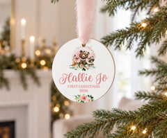 Baby First Christmas Ornament Woodland 3.5in Custom Gift Keepsake