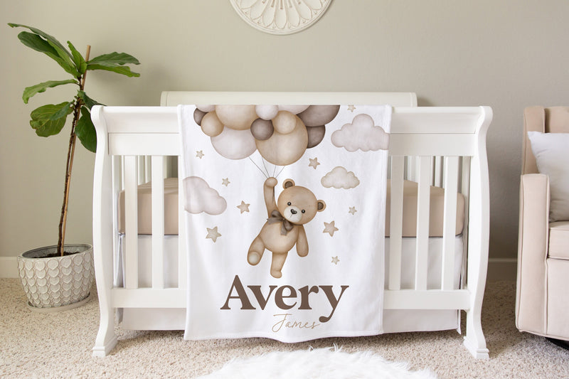 Teddy Bear Blanket, Personalized Baby Blanket Gift, Toddler Blanket, Teddy Bear Nursery Decor, Toddler Birthday Gift, Bear Blanket, BB18
