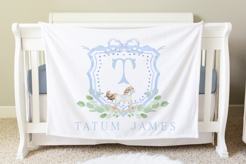 Personalized Rocking Horse Baby Blanket Gift, BB34