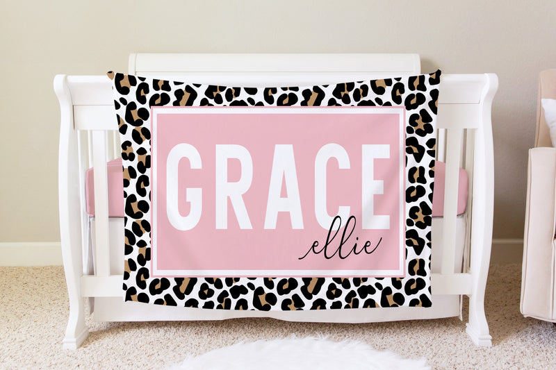 Leopard Personalized Baby Name Blanket