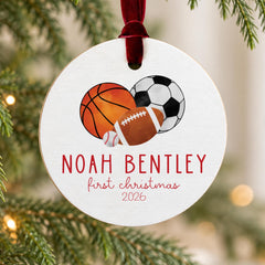 Personalized Baby Sports Ornament,3.5in Wood Soccer Ball Keepsake
