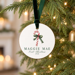 Baby First Christmas Ornament, 3.5 Inch Personalized Wood Keepsake