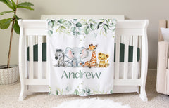 Safari Personalized Baby Name Blanket