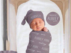 Personalized Swaddle  Sign - Best Shower Gift for Expecting Parents - Newborn Photo Props - Baby Name Announcement - JS34