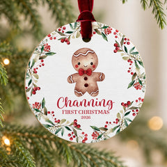 Personalized Baby Ornament, Gingerbread Man Wooden 3.5In Keepsake