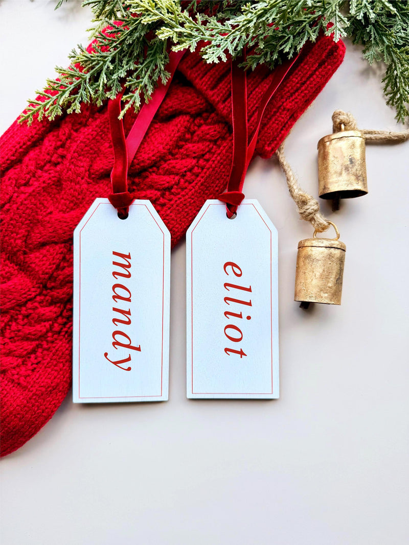 Personalized Stocking Name Tags, Custom Holiday Mantle Decor CT48