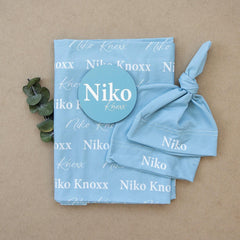Personalized Swaddle Set With Sign