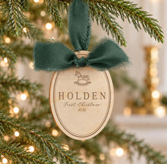 Personalized Rocking Horse Ornament, Engraved Wood 3x4 Inch Gifts