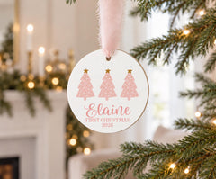 Personalized Baby Ornament, 3.5in Wooden Keepsake, First Christmas