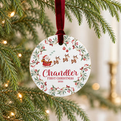 Personalized Baby Ornament, Wooden 3.5in First Christmas Keepsake!