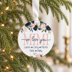 Personalized Christmas Ornament, Mom Grandma Keepsake, 3.5in Wood