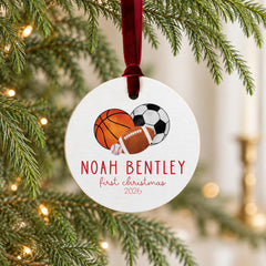 Personalized Baby Sports Ornament,3.5in Wood Soccer Ball Keepsake