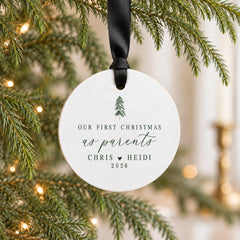 Personalized Baby Christmas Ornament, 3.5-Inch Wood Keepsake Gift