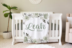 Sage Rose Personalized Blanket,  BB72