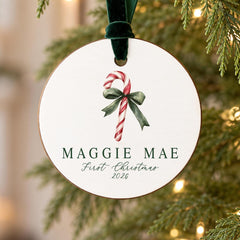 Baby First Christmas Ornament, 3.5 Inch Personalized Wood Keepsake