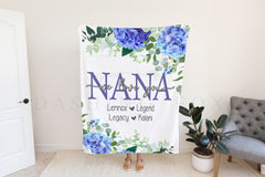 Blue Floral Personalized Mom Blanket