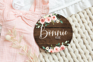 Rose Floral Baby Girl Name Sign