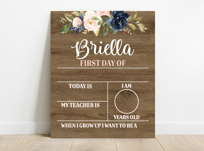 Floral Personalized School Sign