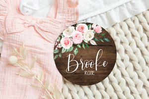 Rose Floral Baby Girl Name Sign