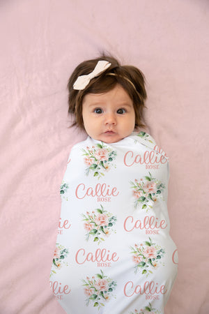 Floral Personalized Swaddle - Blanket