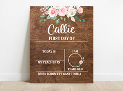 Floral Personalized School Sign