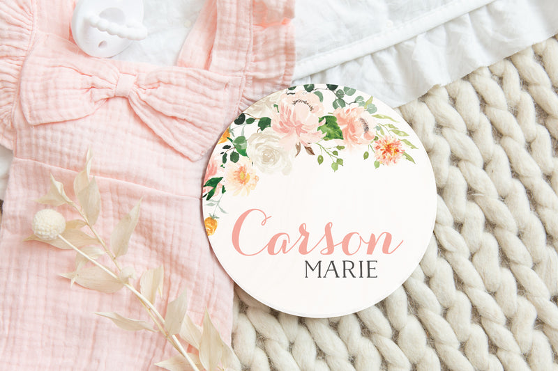 Floral Baby Girl Name Sign