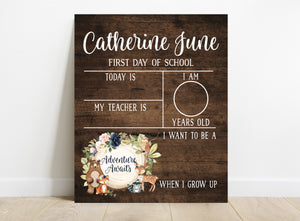 Woodland Personalized School Sign