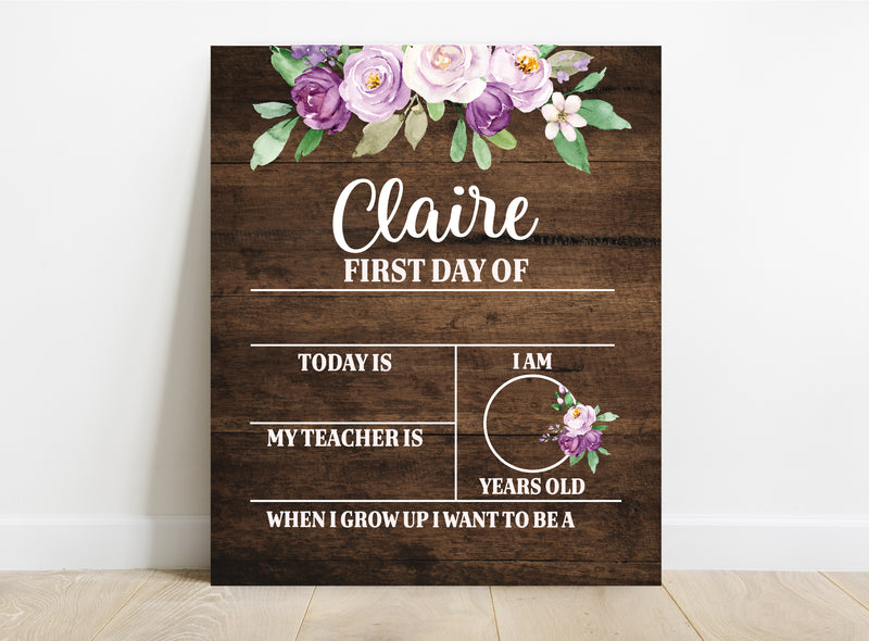 Floral Personalized School Sign