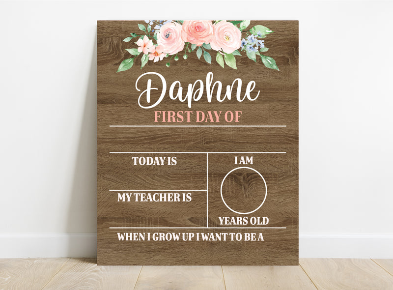 Floral Personalized School Sign