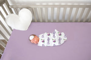 Personalized Purple Floral Swaddle
