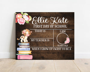 Personalized Cow School Sign