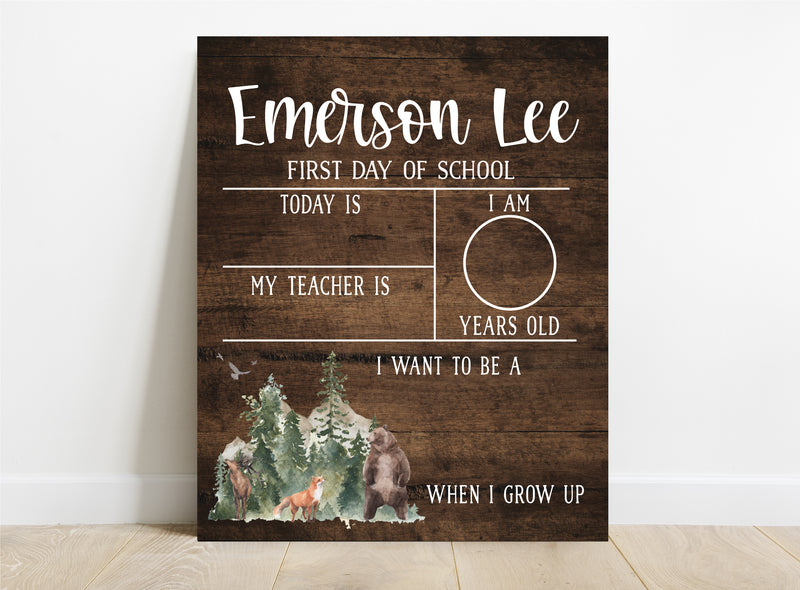 Woodland Personalized School Sign