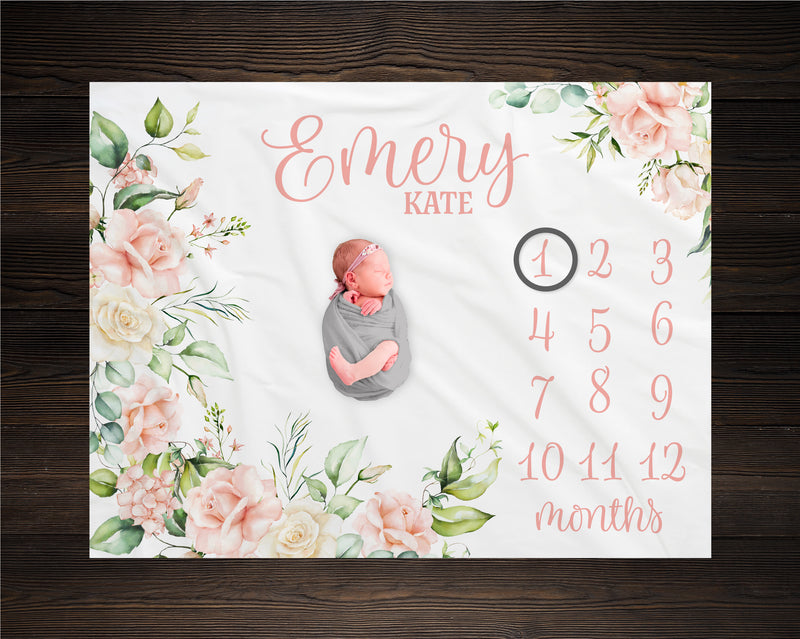 Girl Twin Baby Milestone Blanket, Elegant Floral Girl Twin Baby Blanket, Baby Girl Twin Blanket, Monthly Blanket, 2024 Blanket For Twins