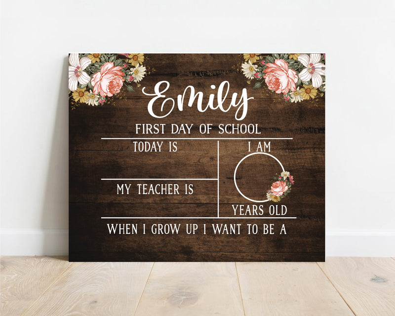 Floral Personalized School Sign