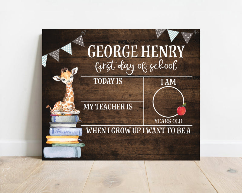Giraffe Personalized School Sign