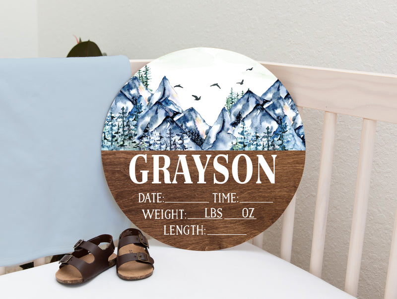 Mountain Birth Stat Sign