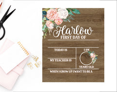 Floral Personalized School Sign