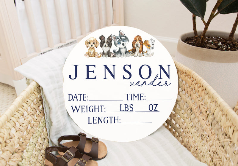 Puppy Dog Birth Stat Sign