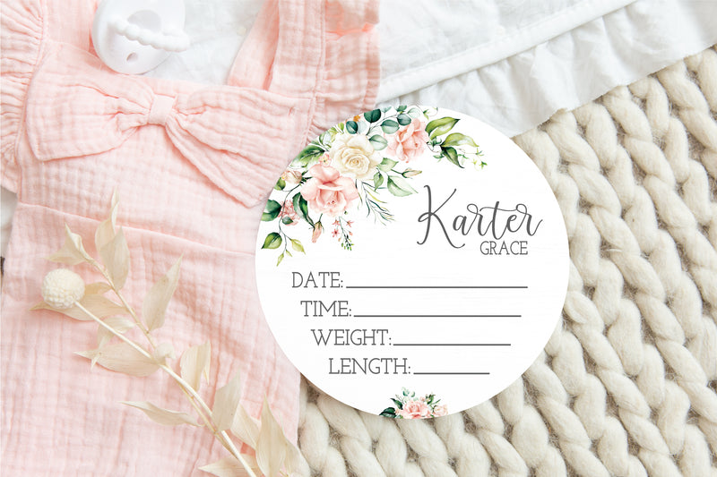 Rose Round Birth Stat Sign