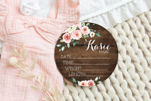 Rose Round Birth Stat Sign