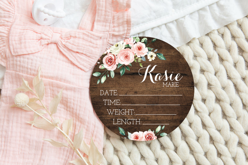 Rose Round Birth Stat Sign