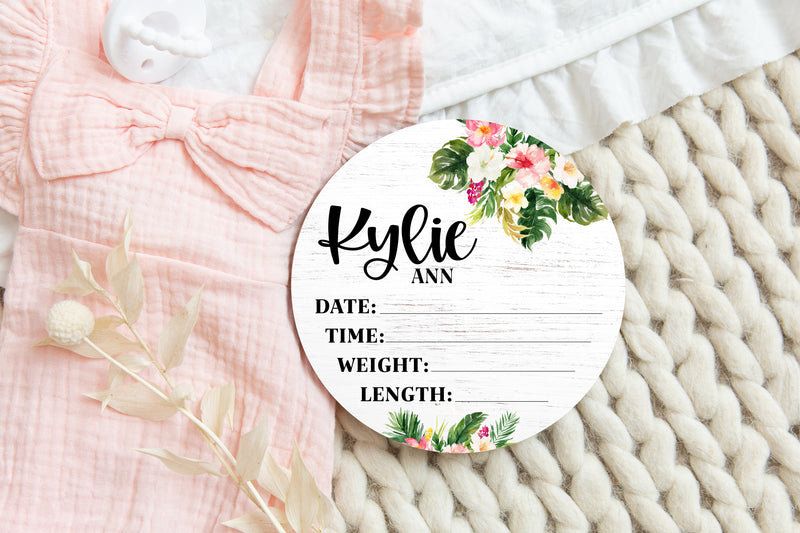Tropical Floral Birth Stat Sign