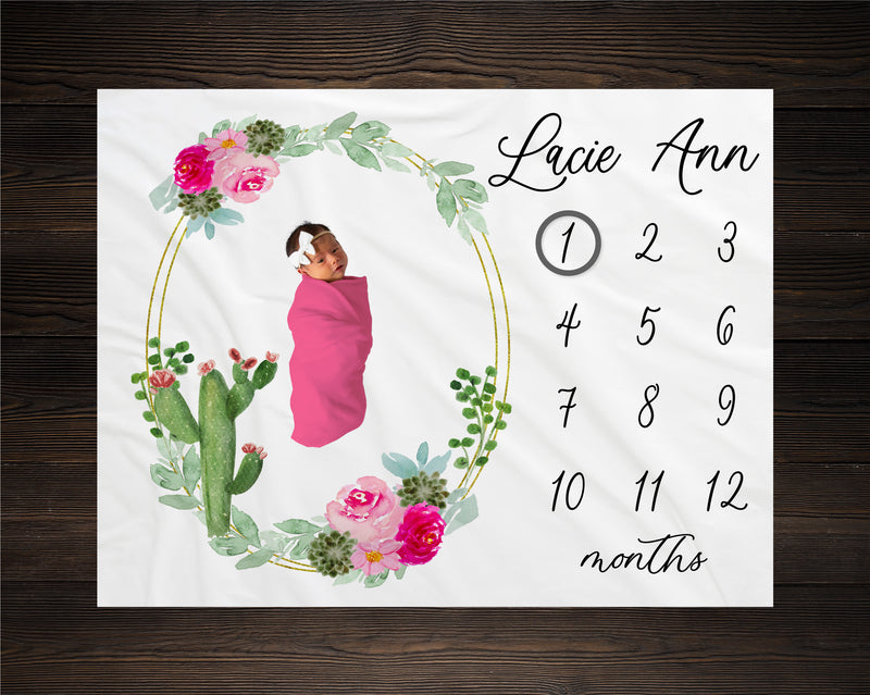 Cactus Baby Milestone Blanket